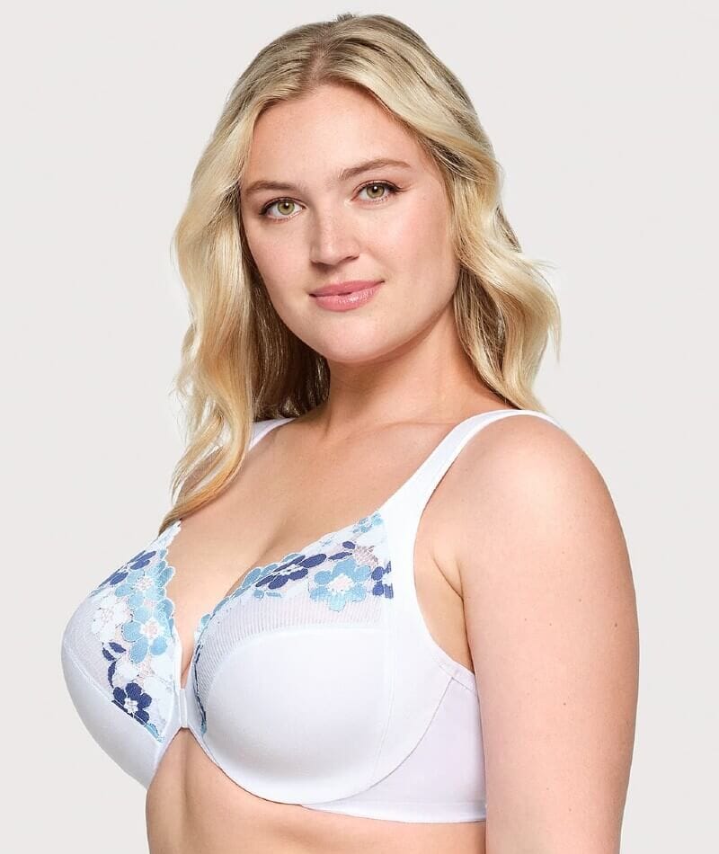 Glamorise Cotton Front Closing 1241 Wonderwire White Bra