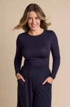 Tani High Neck French Navy Long Sleeve