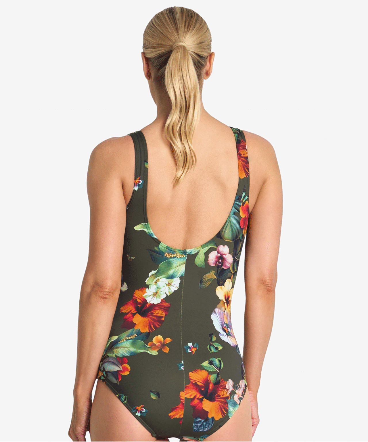Capri Lingerie Sleepwear & Swimwear Launceston Tasmania Jantzen Hibiscus High Neck Mastectomy Swimsuit