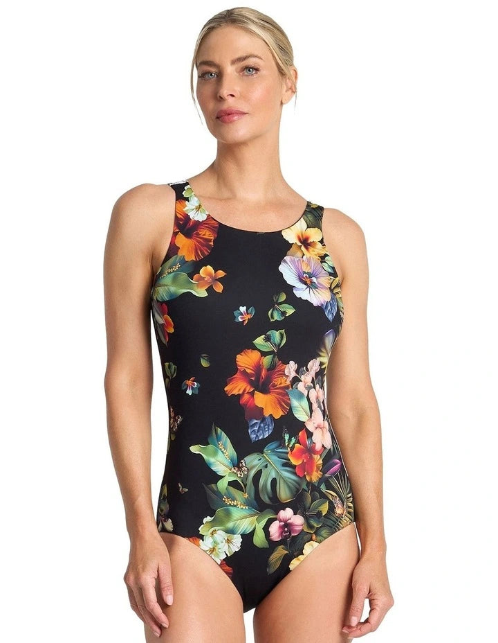 Capri Lingerie Sleepwear & Swimwear Launceston Tasmania Jantzen Hibiscus High Neck Mastectomy Swimsuit