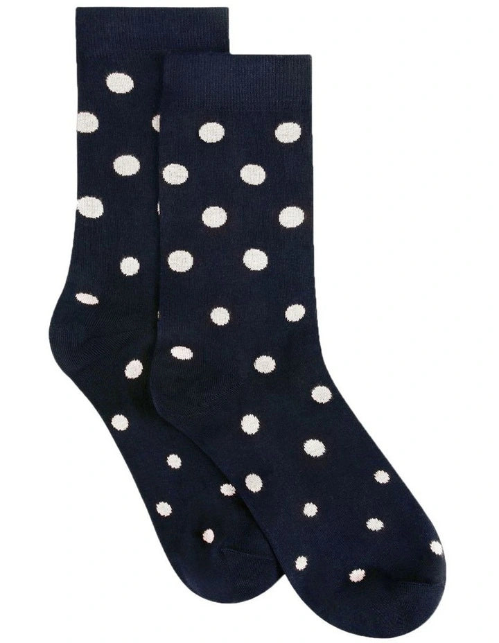 Levante Gigi Spot Crew Navy Cotton Socks