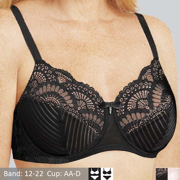 Capri Lingerie Sleepwear & Swimwear Launceston Tasmania Amoena Karolina Contour wirefree padded Black Bra Prosthesis Mastectomy
