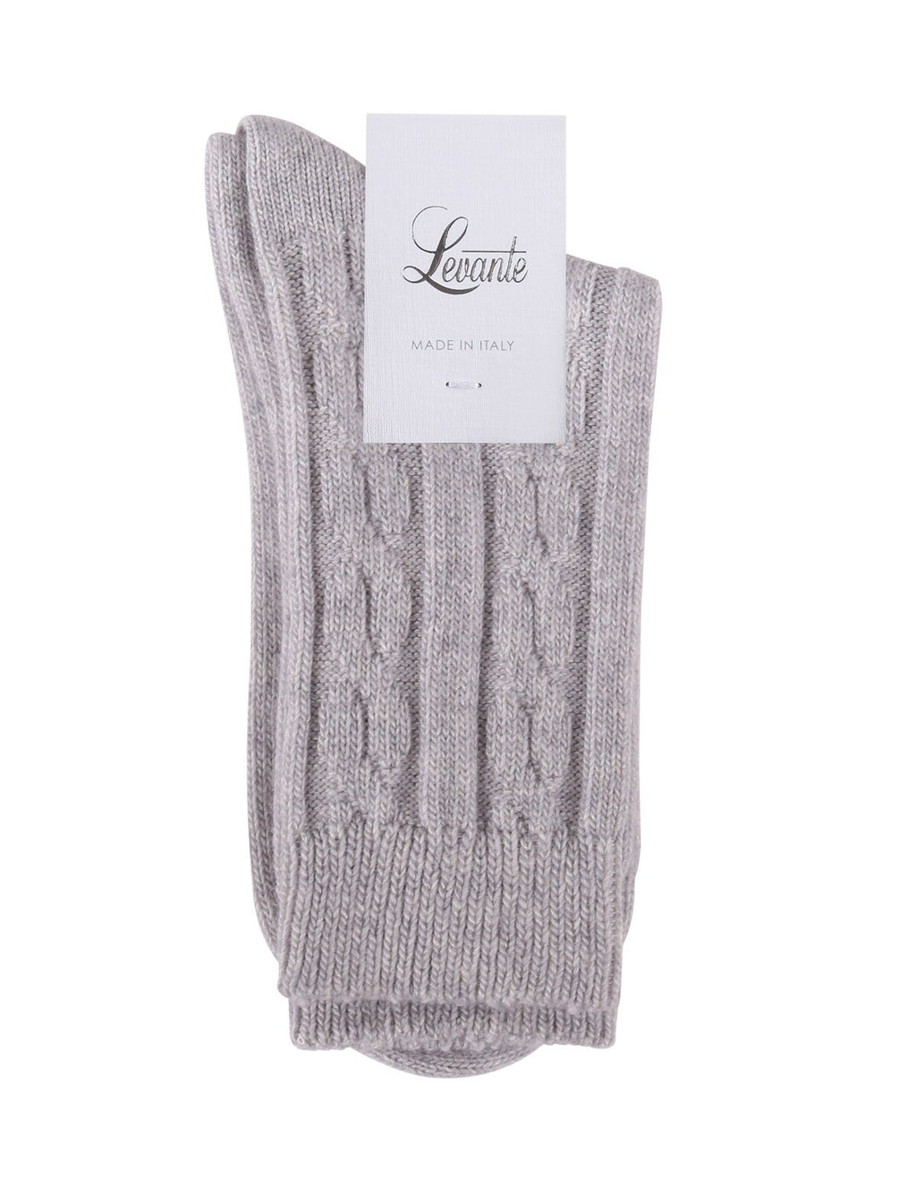 Levante Nina Cable Crew Grey Marle Wool Socks