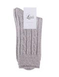 Levante Nina Cable Crew Grey Marle Wool Socks
