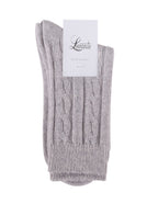 Levante Nina Cable Crew Grey Marle Wool Socks