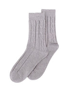 Levante Nina Cable Crew Grey Marle Wool Socks