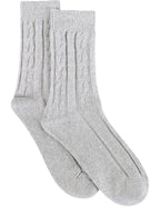 Levante Nina Cable Crew Grey Marle Wool Socks