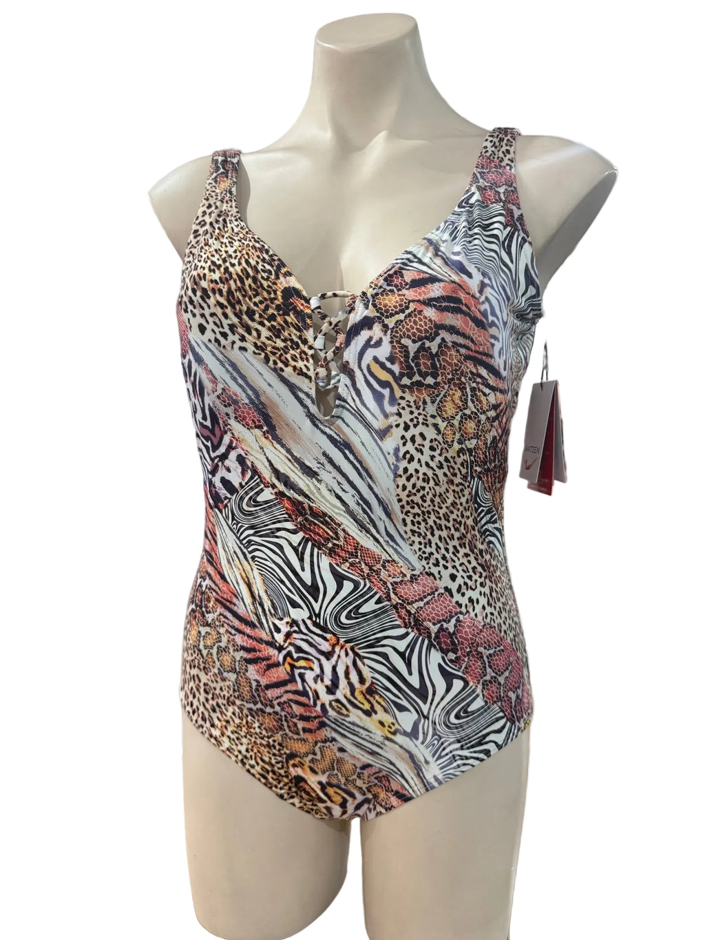 Capri Lingerie Sleepwear & Swimwear Launceston Tasmania Jantzen Tigeress Lattice Wirefree One-Piece