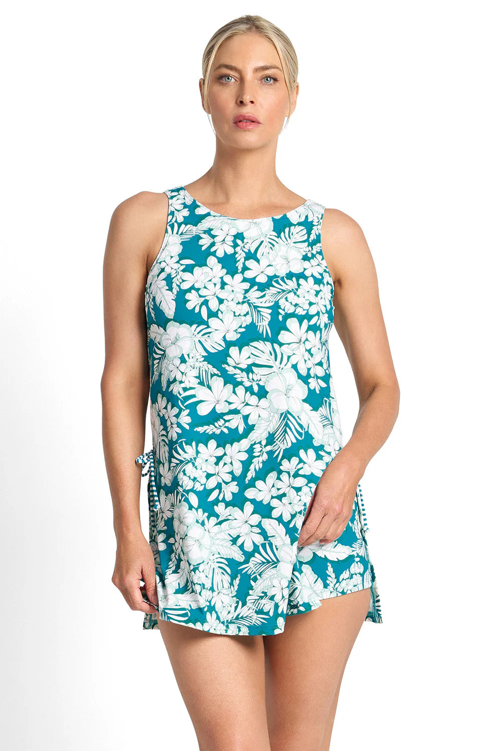 Capri lingerie Sleepwear & Swimwear Launceston Tasmania Jantzen Anchor Tie Side Aqua / Navy Swim Dress