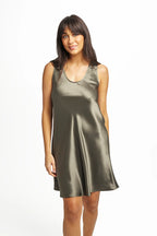 Capri Lingerie Sleepwear & Swimwear Launceston Tasmania Mono Silk Olive Nightie Slip Petticoat