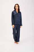 Love & Lustre Silk Piped Pyjama Set Navy