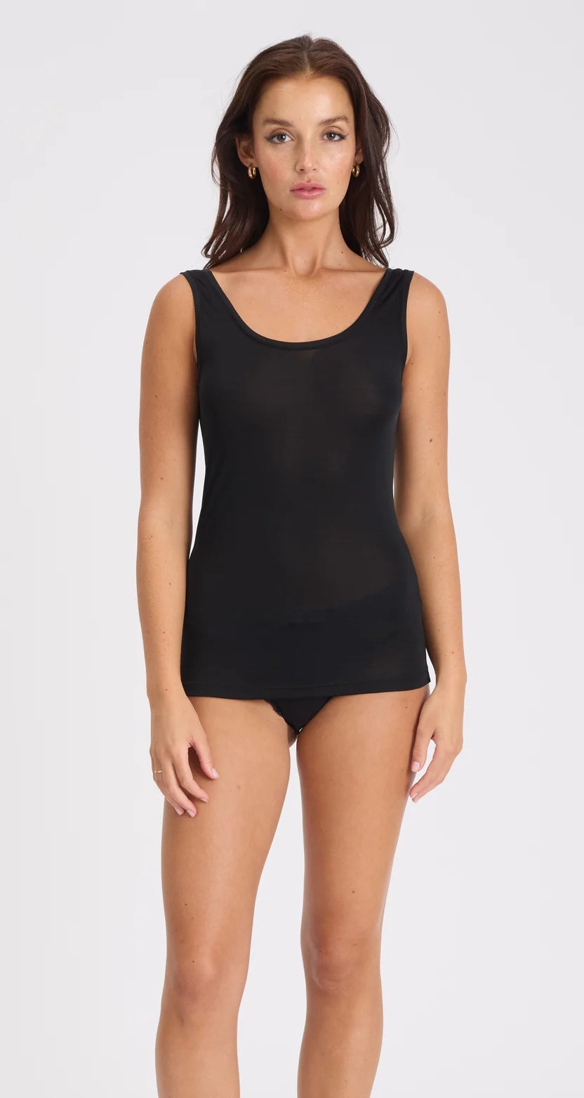 Capri Lingerie Sleepwear & Swimwear Launceston Tasmania Love & Lustre Black Silk Jersey Tank Camisole