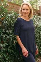 Tani French Navy Elbow Swing Tee