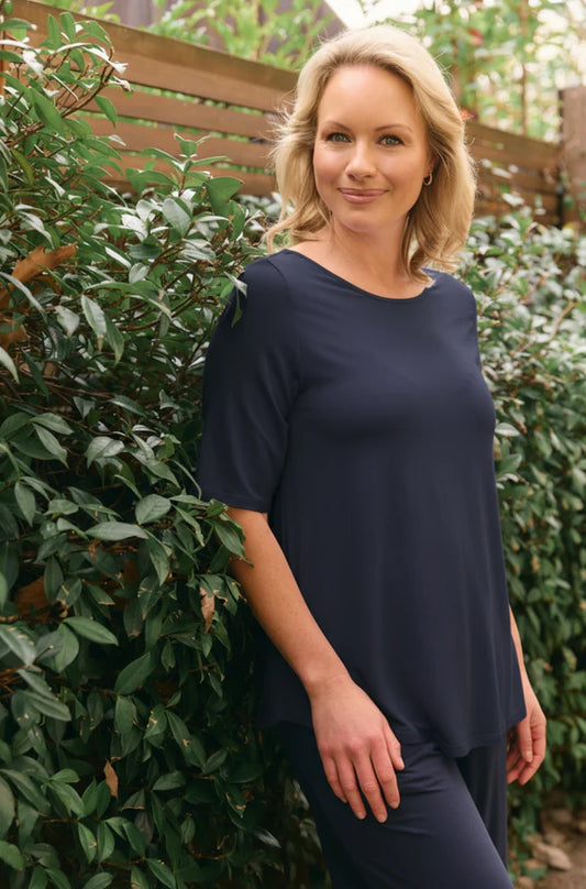 Tani French Navy Elbow Swing Tee