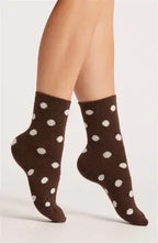 Levante Gigi Spot Crew Espresso Cotton Socks