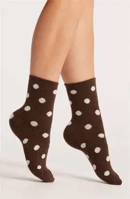 Levante Gigi Spot Crew Espresso Cotton Socks