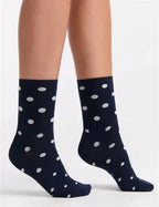 Levante Gigi Spot Crew Navy Cotton Socks