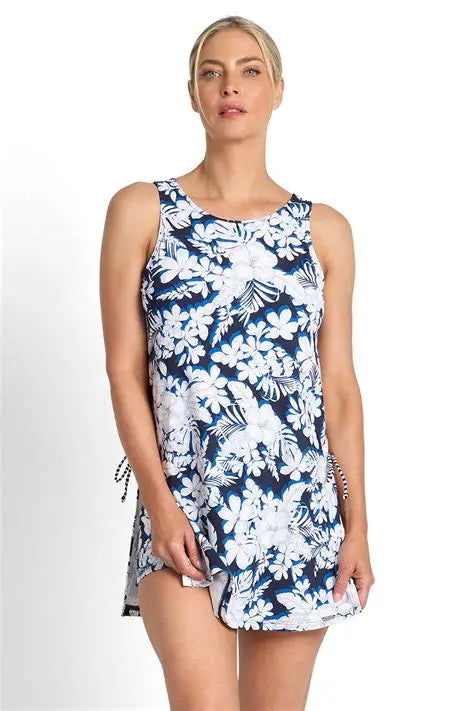 Capri lingerie Sleepwear & Swimwear Launceston Tasmania Jantzen Anchor Tie Side Aqua / Navy Swim Dress