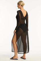 Sea Level Day Club Mesh Long Black Dress