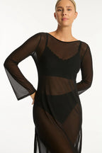 Sea Level Day Club Mesh Long Black Dress