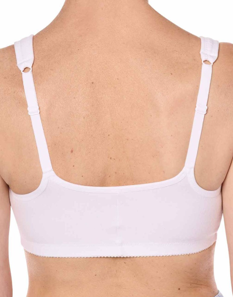 Amoena Wirefree Fleur Front Closure White cotton Bra
