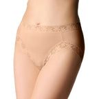 The Knicker Cotton & Lace Hi Cut Beige Brief
