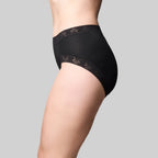 The Knicker Cotton & Lace Hi Cut  Black Brief