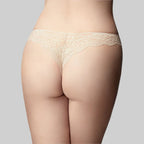 The Knicker Precision Lace Nude Thong G-String Brief