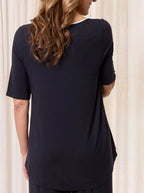 Tani French Navy White Trim Elbow Swing Tee