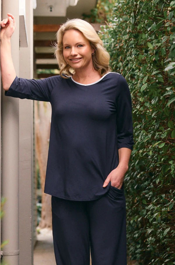 Tani French Navy/white Tilly 3/4 Sleeve