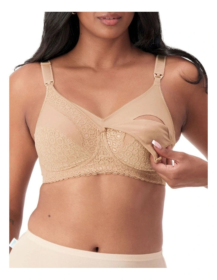 capri lingerie sleepwear & swimwear launceston tasmania Triumph Mamabel Lace Maternity  Beige / Black Nursing Bra