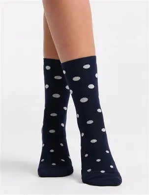 Levante Gigi Spot Crew Navy Cotton Socks