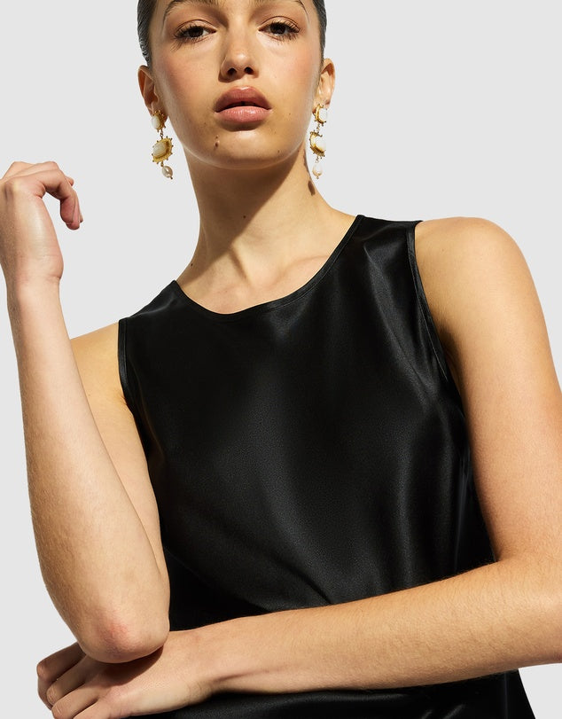 Ginia Pure Silk black Singlet Camisole