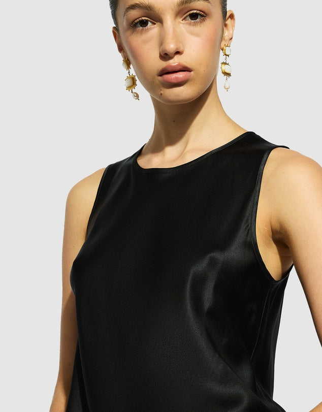 Ginia Pure Silk black Singlet Camisole