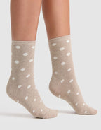 Levante Gigi Spot Crew Oat Cotton Socks