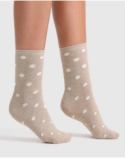 Levante Gigi Spot Crew Oat Cotton Socks