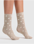 Levante Gigi Spot Crew Oat Cotton Socks