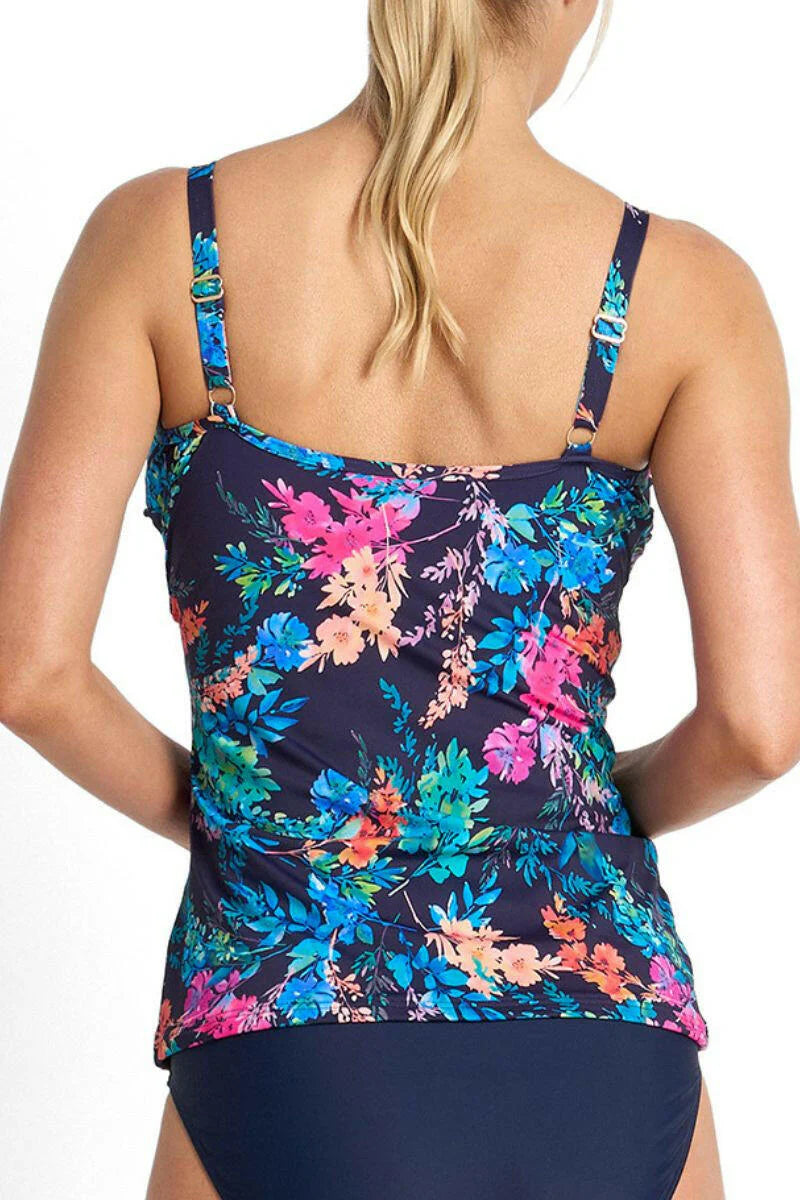 Capri Lingerie Sleepwear & Swimwear launeston Tasmania Jantzen Fresia Frill Crossover Wire Free Navy Tankini Top