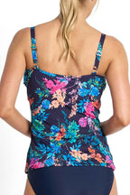 Capri Lingerie Sleepwear & Swimwear launeston Tasmania Jantzen Fresia Frill Crossover Wire Free Navy Tankini Top