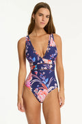 Sea Level Indochrine Spliced Swimsuit